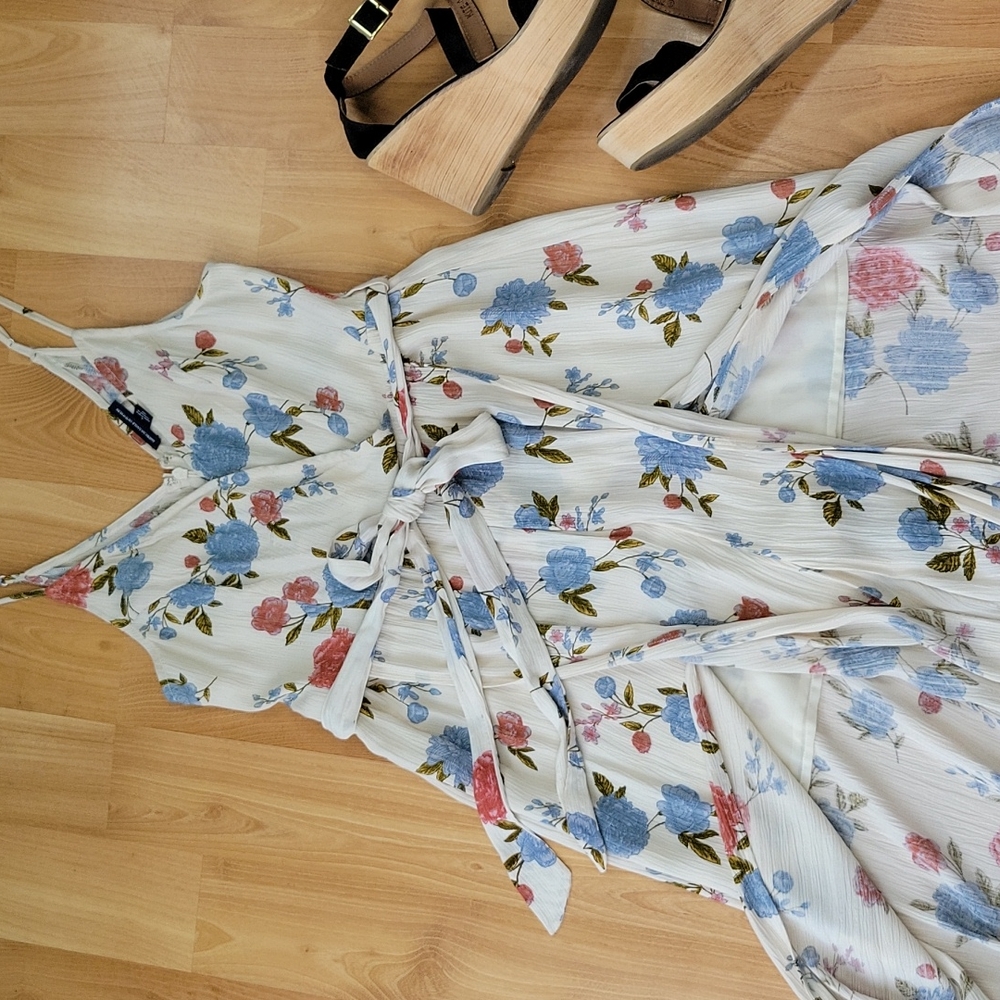 American Eagle Outfitters Cream Floral Wide Leg Jumpsuit - Picture 11 of 16